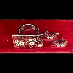 Swatch earrings and ring set